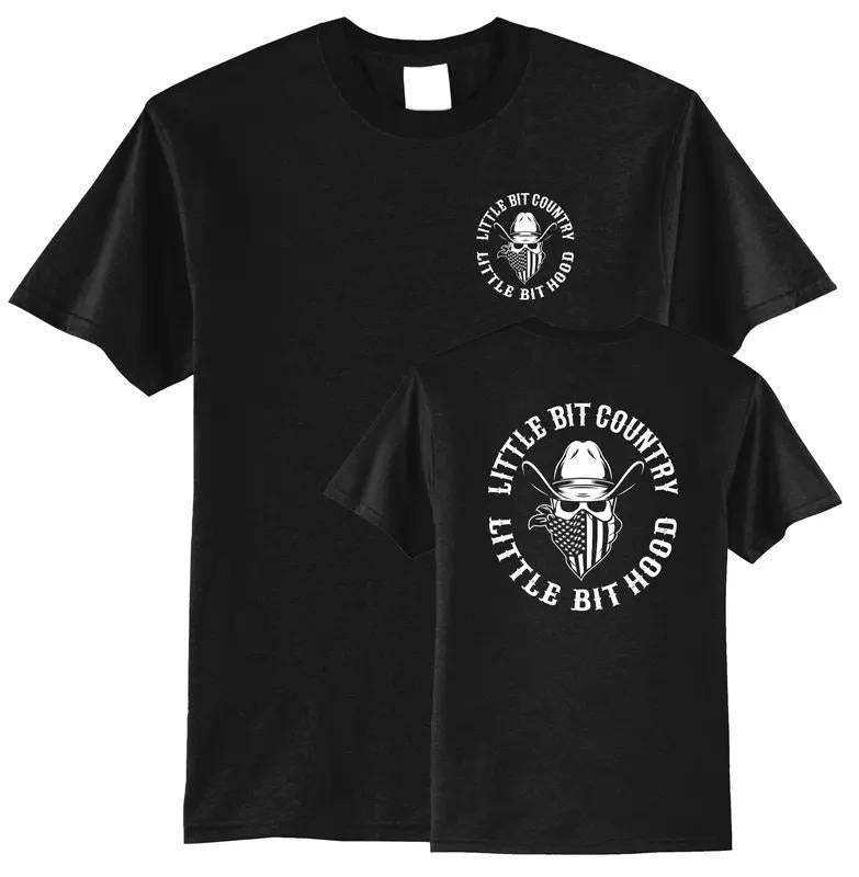 Little Bit Country Little Bit Hood Black Short Sleeve 2 Sides TShirt, Menswear Graphic Tee, Gift for Men for Woman Casual...