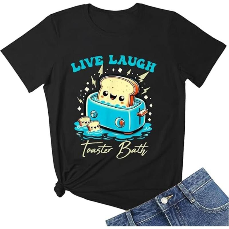 Live Laugh Toaster Bath Funny Bread Humor V Neck T Shirt Design Hoodie, Sweatshirt | PodTeesHub.com