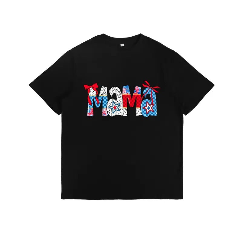 Lively and Fun - filled T - Shirt: "Mama" in Colorful, Pattern