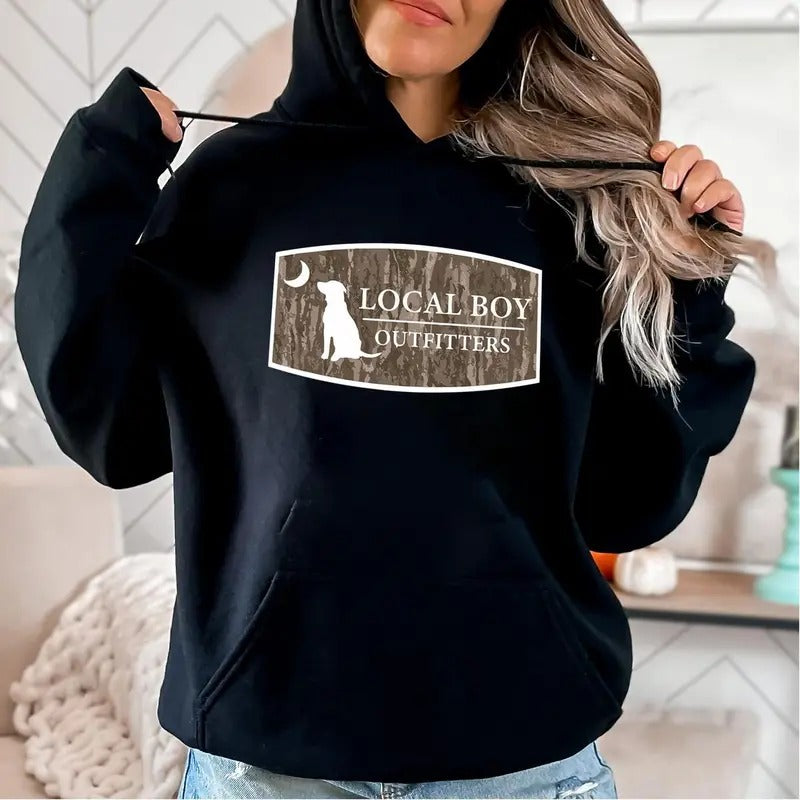 Local Boy Dog With Moon Hoodie, Retro Camo Hoodie For Men And Women, Unisex Hoodie, Graphic Tees, Gifts For All Sweatshirt