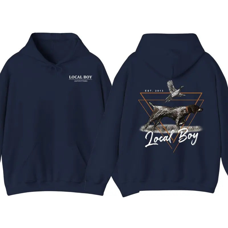 Local Boy Menswear Hoodie - Bird Dog Hunting Graphic, Perfect for Outdoor Enthusiasts, Unisex Casual Apparel T-Shirts,...