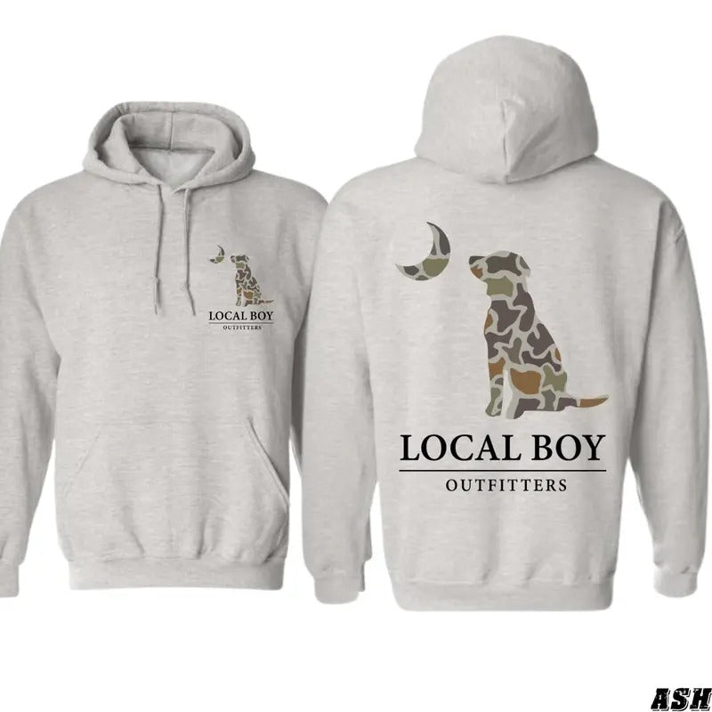 Local Boy Outfitters Hoodie - Camouflage Dog Silhouette Design, Unisex Sweater for Comfortable Everyday Wear - tiktok...