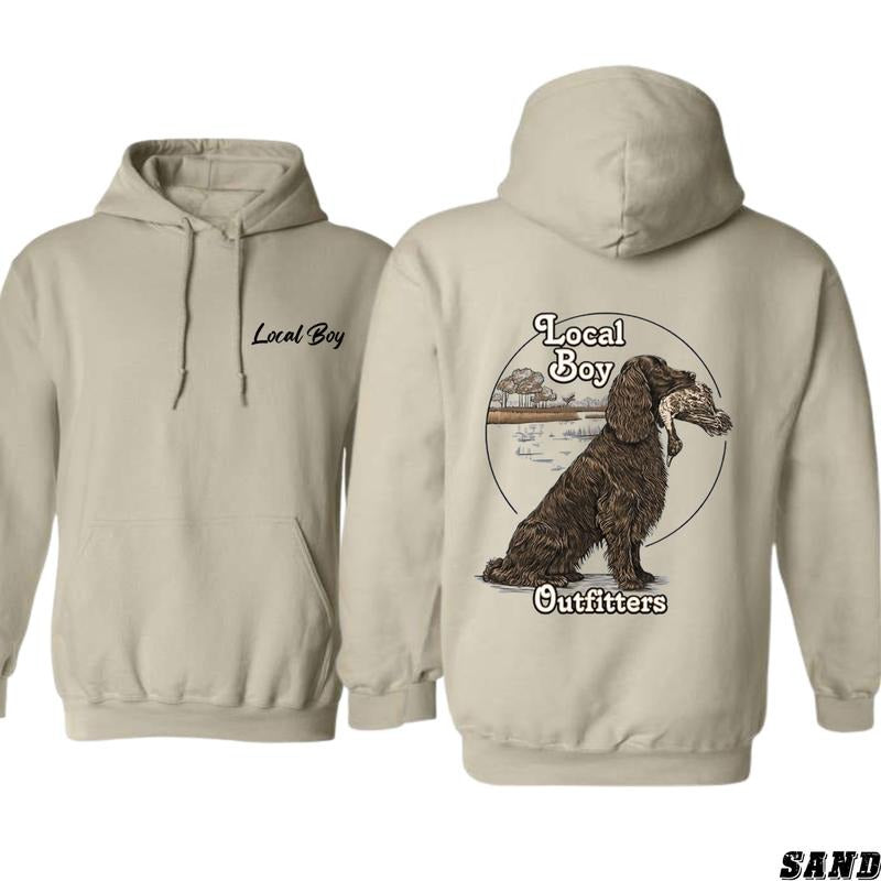 Local Boy Outfitters Hoodie - Rustic Hunting Dog Graphic Design, Unisex Sweater for Nature Lovers - Tops, Sweaters...
