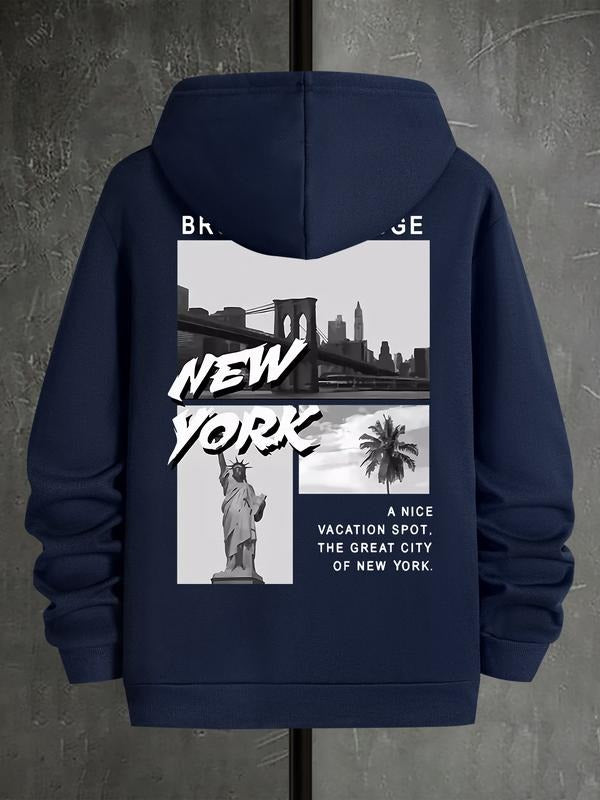 London Hoodie, Iconic Landmark & Text Design, Fitted Style for Travel & Casual Wear, Spring Fall Season, Pop Art Pattern...
