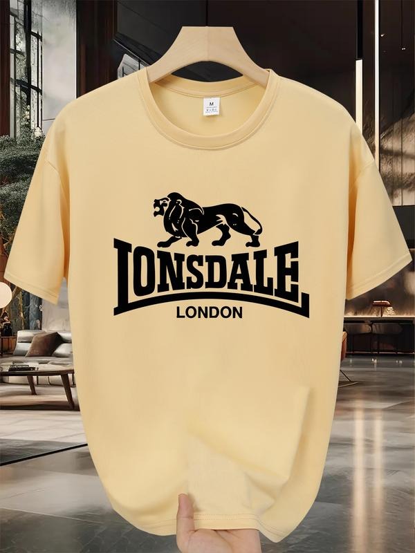London Letter Pattern Print T-Shirt, Short Sleeve Casual Fashion Tee for Summer, Fitted Graphic Shirt for Ages 13 and Up...