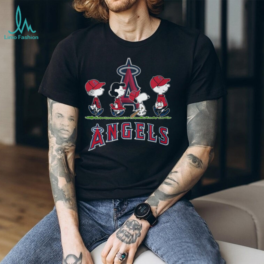 Los Angeles Angels Peanuts Characters Baseball Shirt