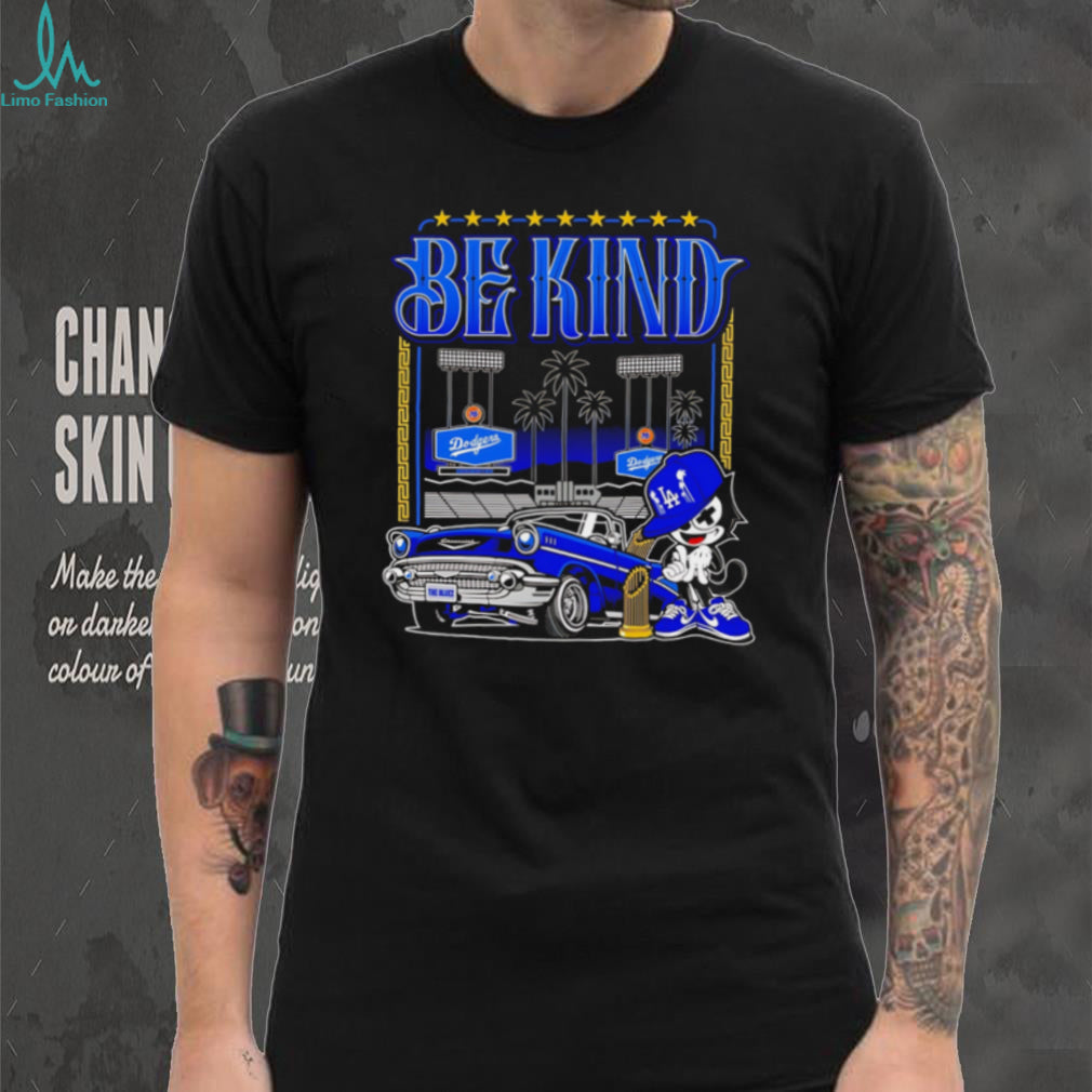 Los Angeles Dodgers Be Kind Vintage Blue Car T Shirt