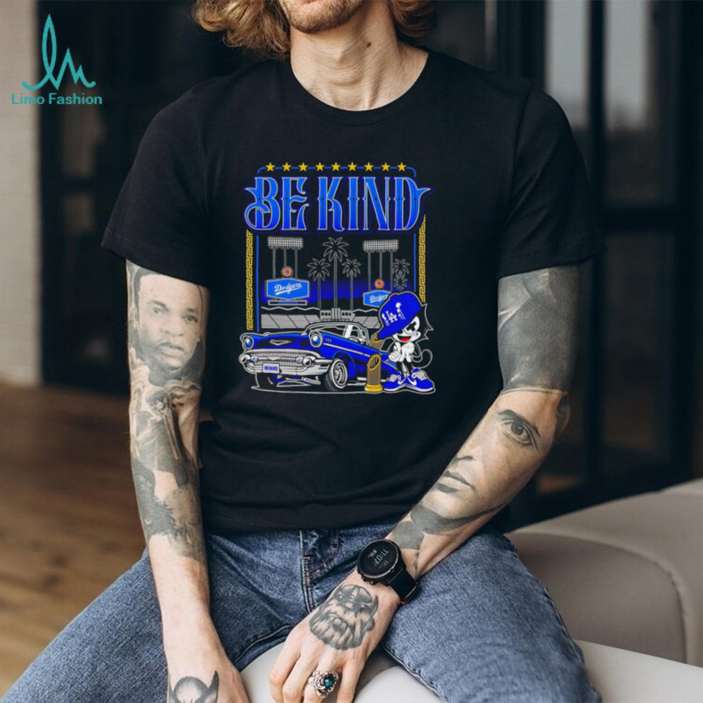 Los Angeles Dodgers Be Kind Vintage Blue Car T Shirt