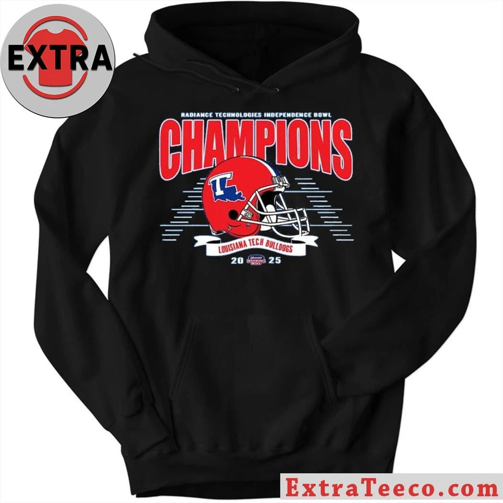 Louisiana Tech Bulldogs 2025 Radiance Technologies Independence Bowl Champions T-shirt, December 30, 2025, with a score of 23-14