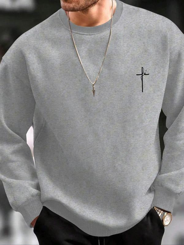 Low Profile Christian Cross Round Neck Sweatshirt, Minimalist Handwriting Top, Cleanfit High-Quality, Daily Wear, Faith...