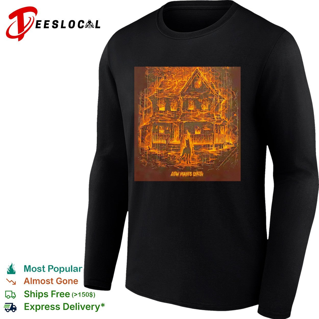 Low man’s lyric burning house horse shirt