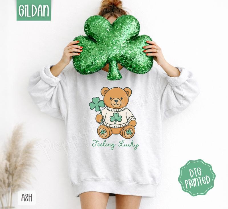 Lucky Bear Sweatshirt, Trendy Women's St. Patricks Sweater T-Shirts, Hoodie | PodTeesHub.com