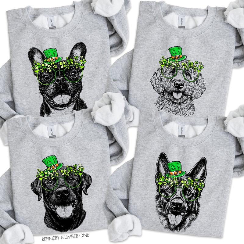 Lucky Pups: St. Patrick’s Day Dog Sweatshirt Collection – 50+ Dog Breeds, Shamrock, Irish | Gildan Unisex Crew Pullover...