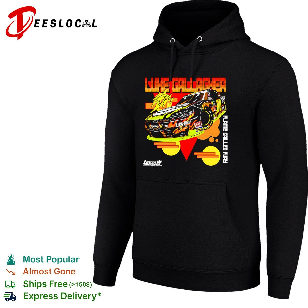 Luke Gallagher flame grilled fury racecar shirt