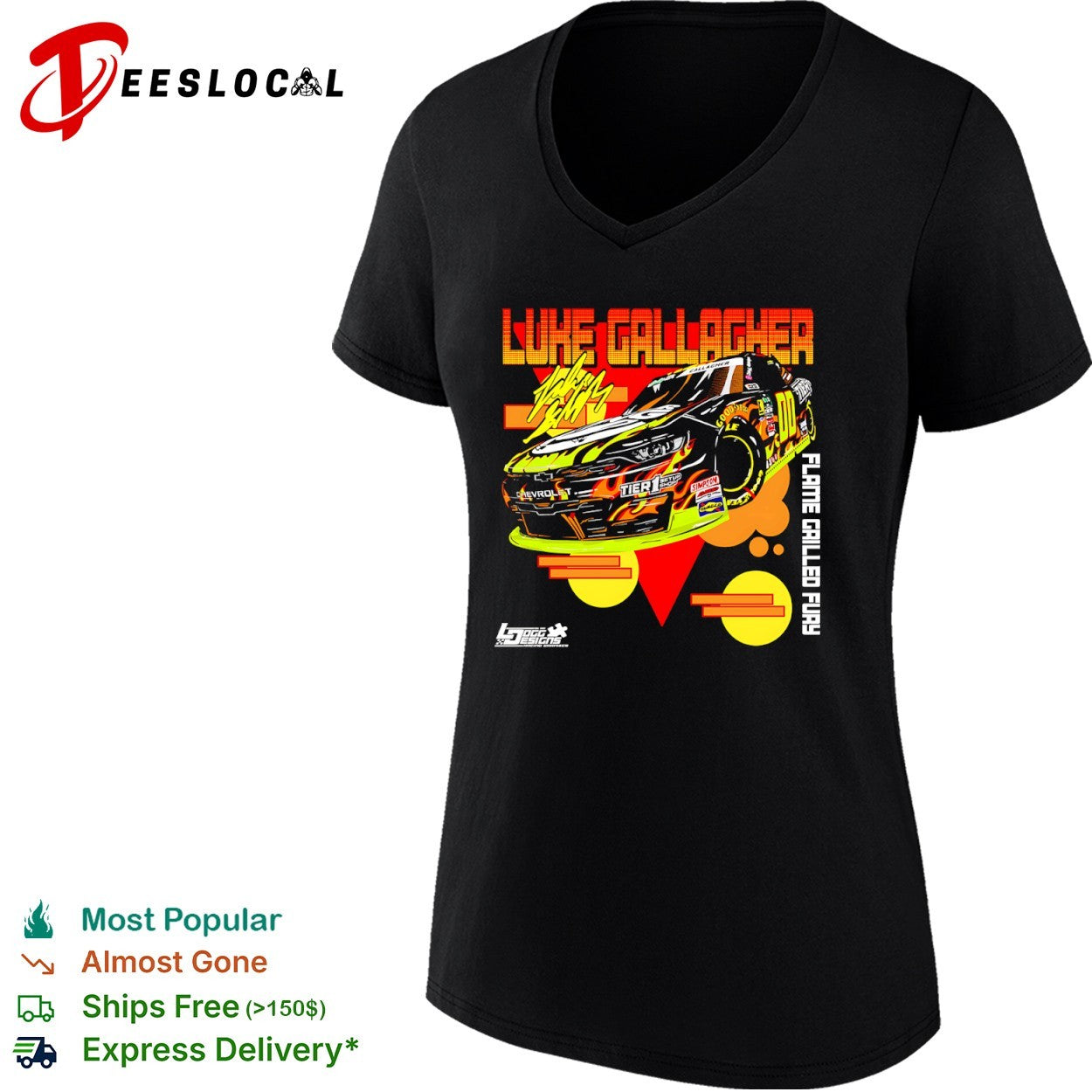 Luke Gallagher flame grilled fury racecar shirt