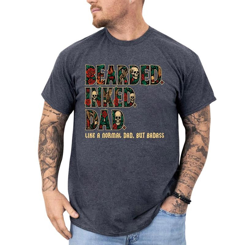 MAPTEES Bearded Inked Dad Graphic Tee, Badass Dad T-shirt For Men, Funny Dad Shirt, Gift For Dad, Father's Day Gift...