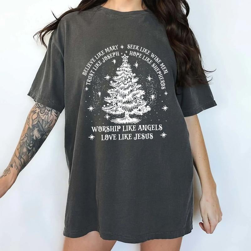 MAPTEES Believe Like Mary Comfort Colors Shirt, Love Like Jesus Graphic Tee, Christian Christmas T-shirt, Faith Based...
