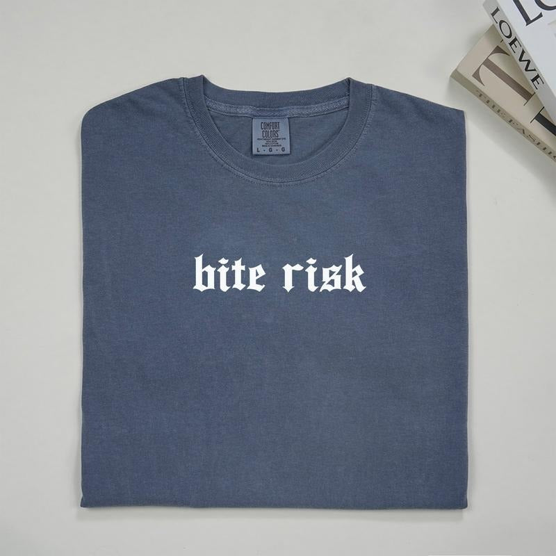 MAPTEES Bite Risk Comfort Colors Shirt, Weirdcore Graphic Tee, Strangecore T-shirt, Funny Sarcastic Quote Outfits,...