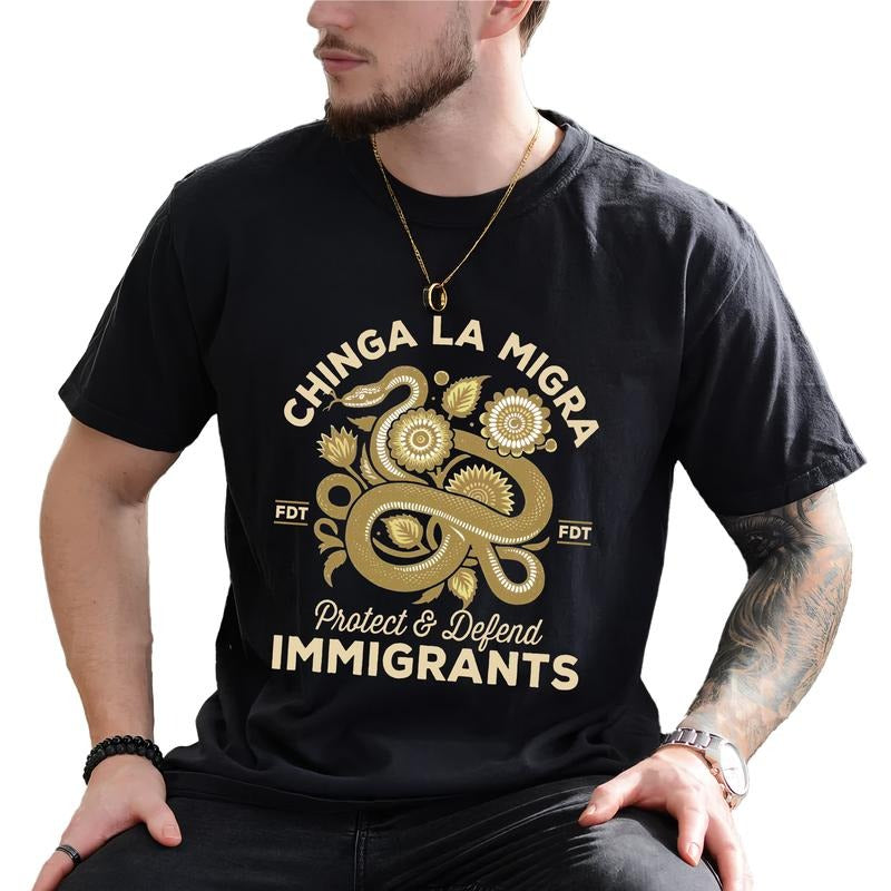 MAPTEES Chinga La Migra Graphic Tee, Protect Immigrants T-shirt For Men, Subtle FDT Shirt, Immigration Activist Men Tee...