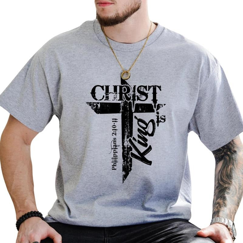MAPTEES Christ Is King Graphic Tee, Christian Faith T-shirt For Men, Bible Verse Shirt, Jesus Lover Men Tee, Spiritual...