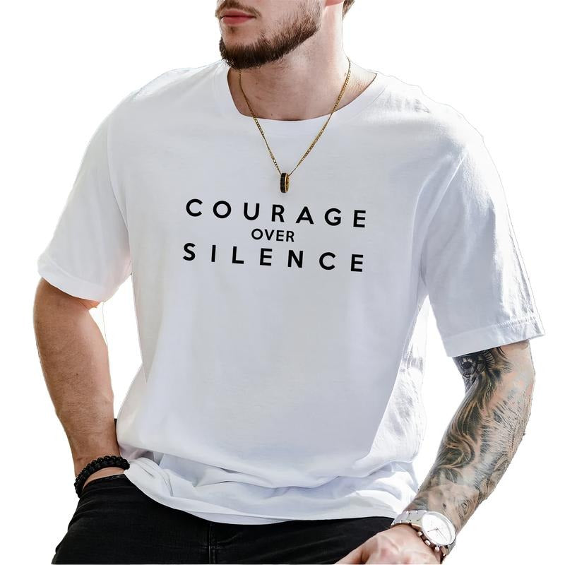 MAPTEES Courage Over Silence Graphic Tee, Inspirational Quote T-shirt For Men, Speak Up Shirt, Social Justice Men Tee...