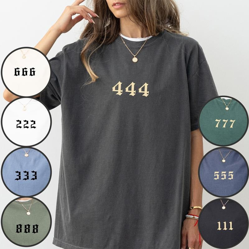 MAPTEES Custom Vintage Angel Numbers Comfort Colors Shirt, Spiritual Numbers Personalized Unisex Graphic Tee,...