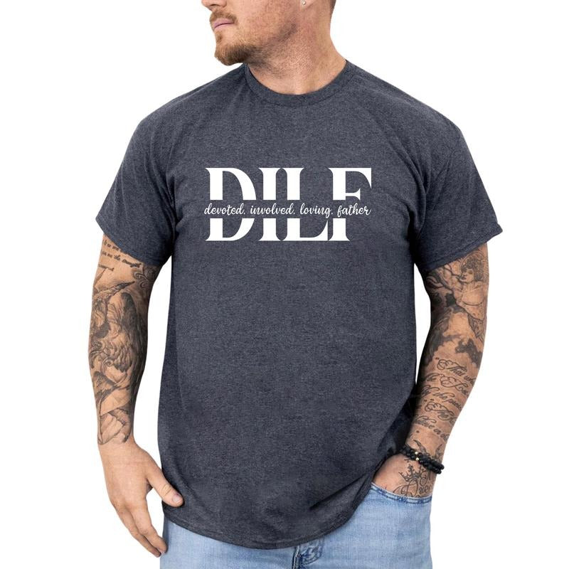 MAPTEES DILF Graphic Tee, Devoted Involved Loving Father T-shirt For Men, Funny Dad Shirt, Father's Day Gift, Funny Gift...