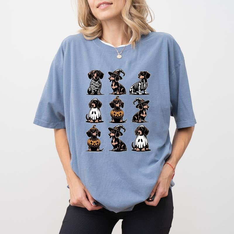 MAPTEES Dachshund Halloween Comfort Colors Shirt, Wiener Dog Graphic Tee, Doxie Mom T-shirt, Pet Lover Outfits, Dog Mom...