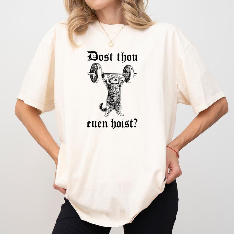 MAPTEES Dost Thou Even Hoist Comfort Colors Shirt, Medieval Gym Graphic Tee, Funny Gym T-shirt, Knight Weightlifting...