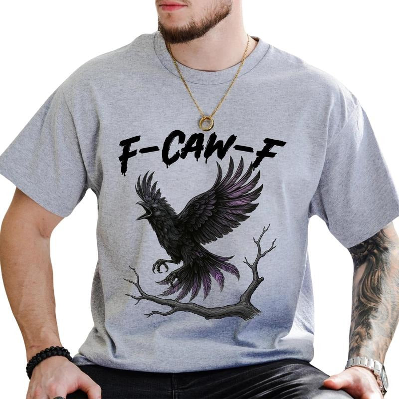 MAPTEES F-Caw-F Graphic Tee, Funny Crow T-shirt For Men, Sarcastic Raven Shirt, Funny Sarcastic Spooky Gothic Vibes Men...