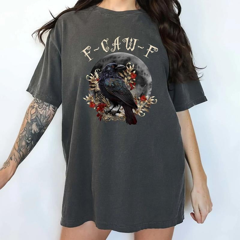 MAPTEES F-caw-f Halloween Comfort Colors Shirt, Funny Sarcastic Raven Graphic Tee, Vintage Funny Crow T-shirt, Funny...
