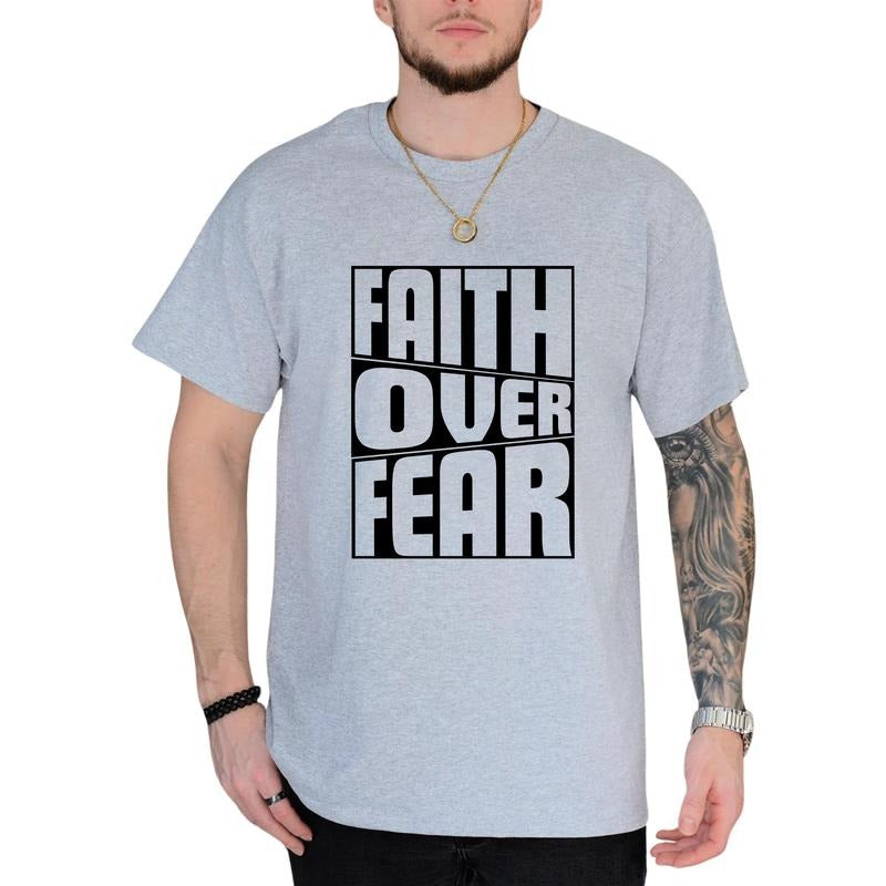 MAPTEES Faith Over Fear Christian Graphic Tee, Bible Verse T-shirt For Men, Inspirational Shirt, Religious Men Tee,...