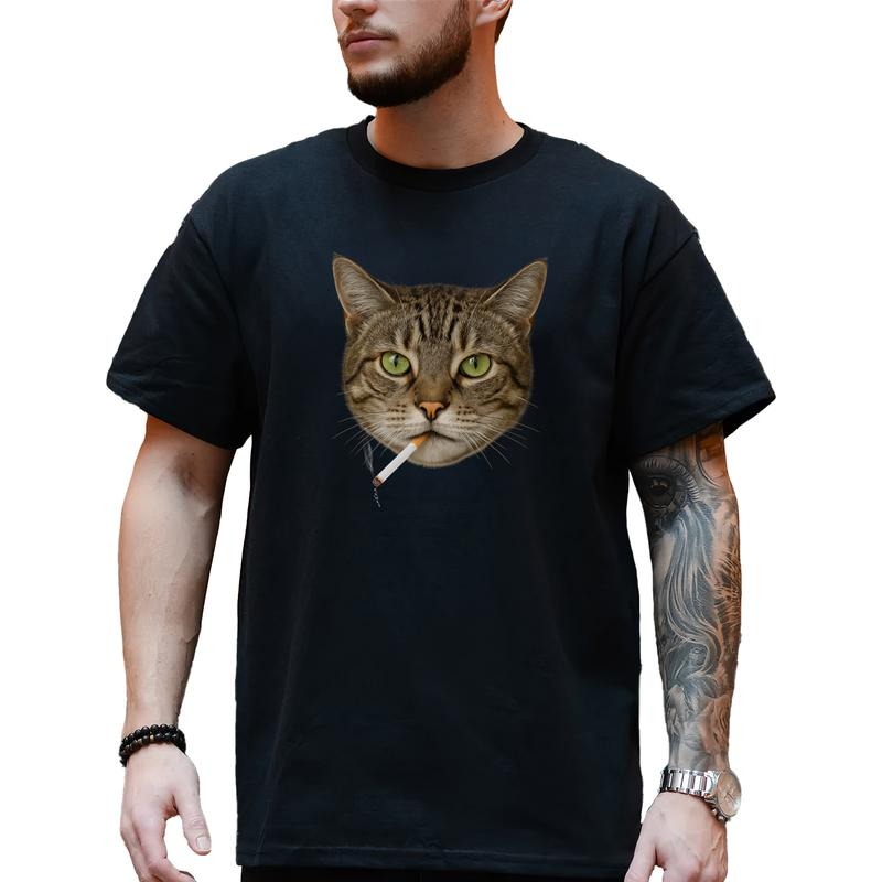 MAPTEES Funny Smoking Cat Graphic Tee, Edgy Retro 90s Cat T-shirt For Men, Meme Cool Cat Vintage Shirt, Y2K Cat Lovers...