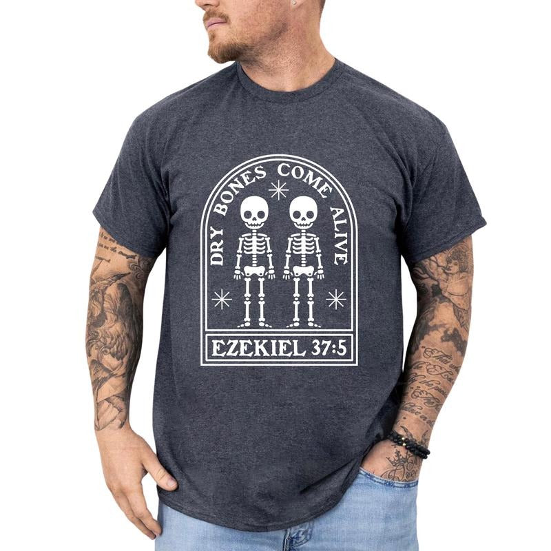 MAPTEES Gothic Dry Bones Come Alive Graphic Tee, Bible Verse Skeleton T-shirt For Men, Christian Christmas Shirt, Faith...