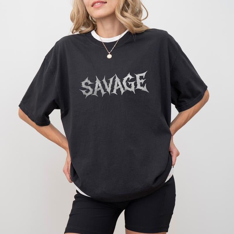 MAPTEES Gothic Savage Comfort Colors Shirt, Vintage Feral Graphic Tee, Wild Edgy Graphic T-shirt, Grunge Aesthetic...