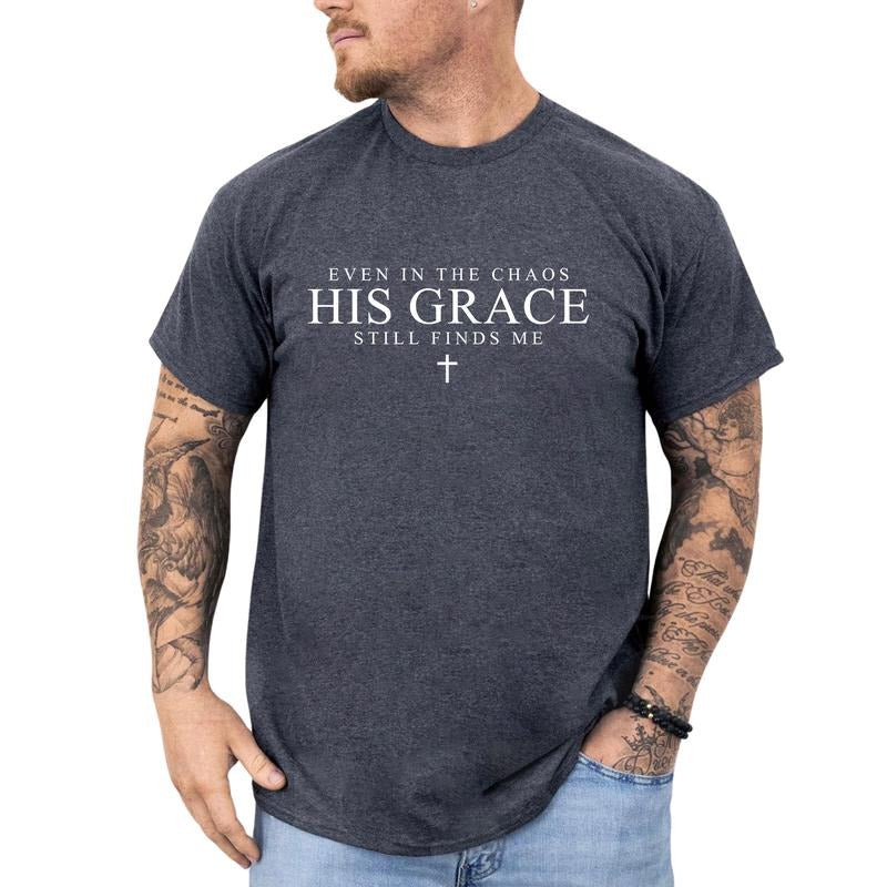 MAPTEES His Grace Finds Me Graphic Tee, Faith Based T-shirt For Men, Jesus Shirt, God Lovers Men Tee, Inspirational...