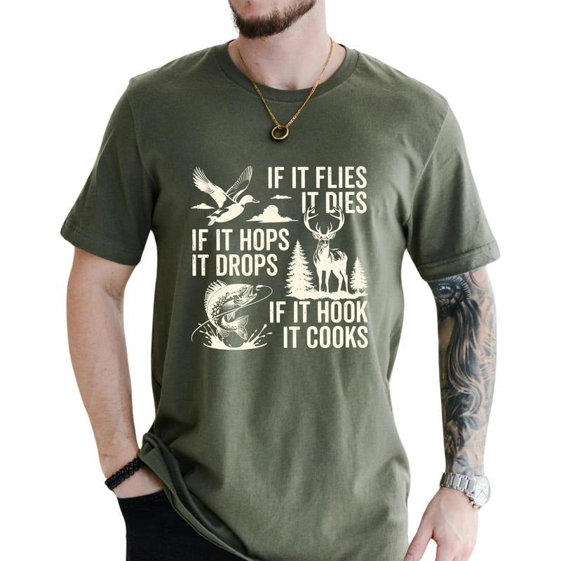 MAPTEES Hunting and Fishing Papa Graphic Tee, Reel Great Dad T-shirt For Men, Duck Deer And Fish Daddy Shirt, Father's...