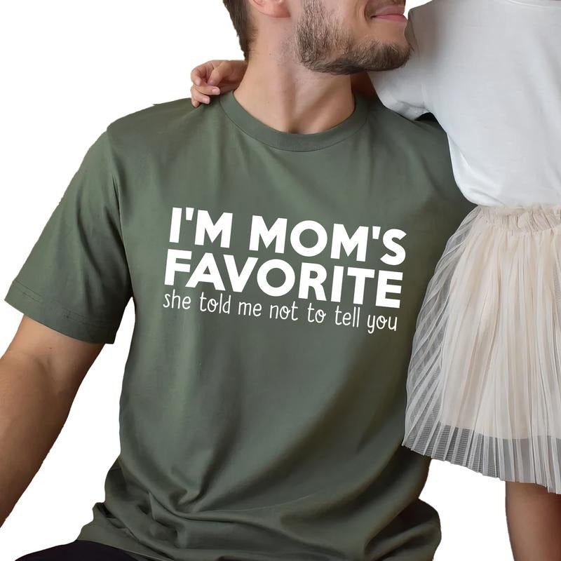 MAPTEES I'm Mom's Favorite Graphic Tee, Mom's Favorite T-shirt For Men, Funny Mama Shirt, Humorous Family Men Tee, Family...