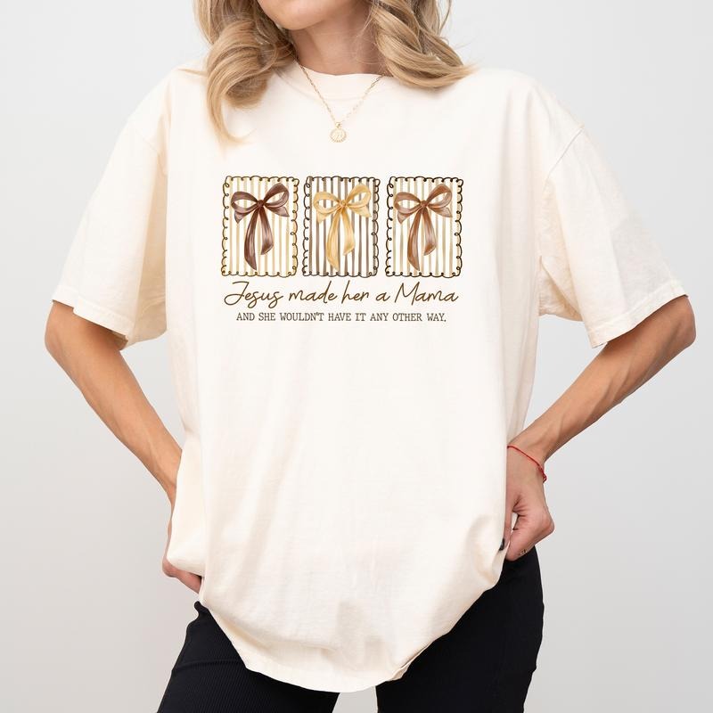 MAPTEES Jesus Made Her A Mama Comfort Colors Shirt, Mom Life Graphic Tee, Motherhood T-shirt, Cool Mom Club Outfits, Gift...