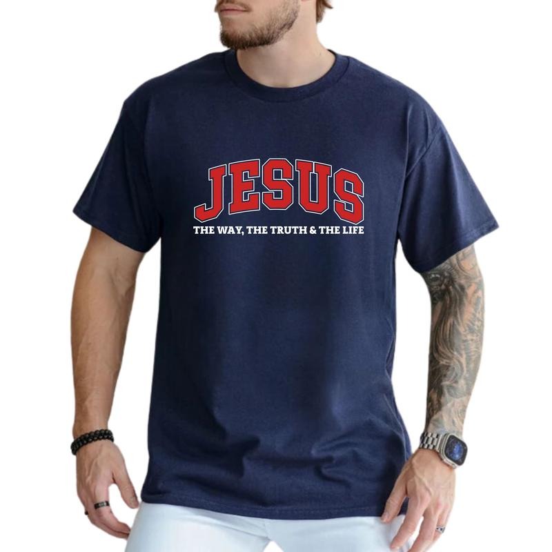 MAPTEES Jesus The Way The Truth The Life Graphic Tee, Bible Verse T-shirt For Men, Faith Over Fear Shirt, Christian Men...