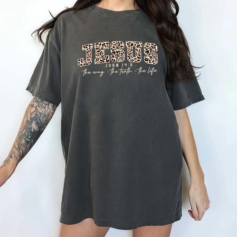 MAPTEES Jesus Way The Truth The Life Comfort Colors Shirt, Faith Based Graphic Tee, Bible Verse T-shirt, Jesus John 14:6...