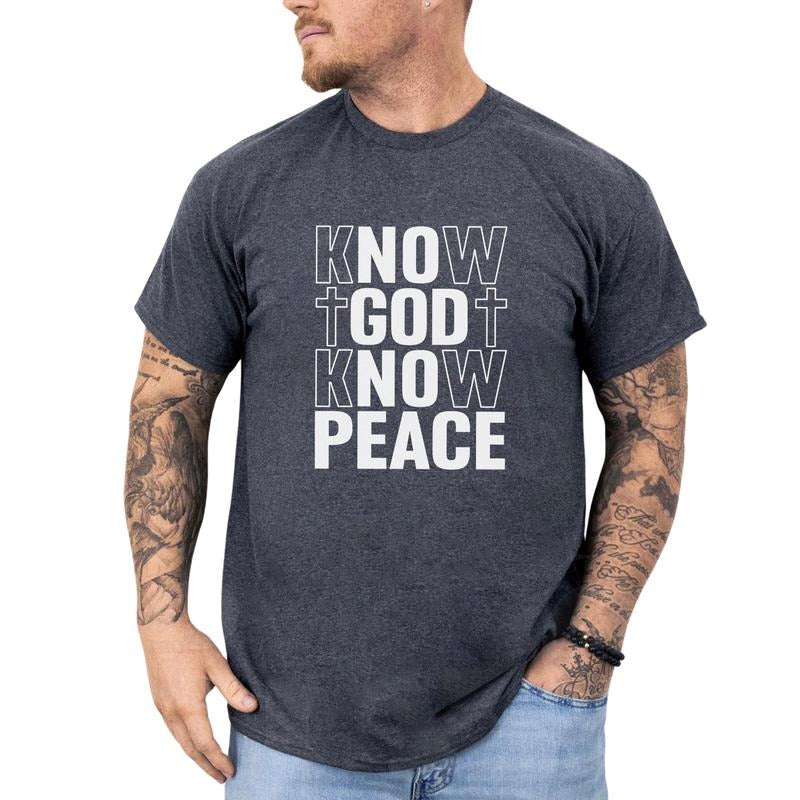 MAPTEES Know God Know Peace Graphic Tee, Now God Now Peace T-shirt For Men, Faith Shirt, Christian Men Tee, God's Grace...