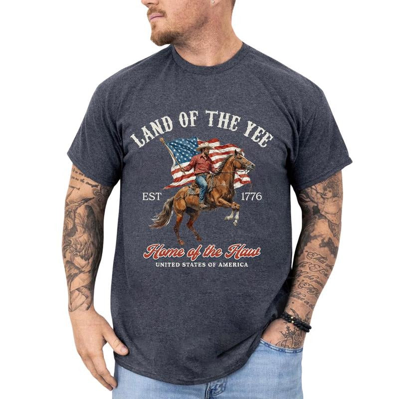 MAPTEES Land Of The Yee Home Of The Haw Graphic Tee, Western 4th Of July T-shirt For Men, United States Of America Shirt,...