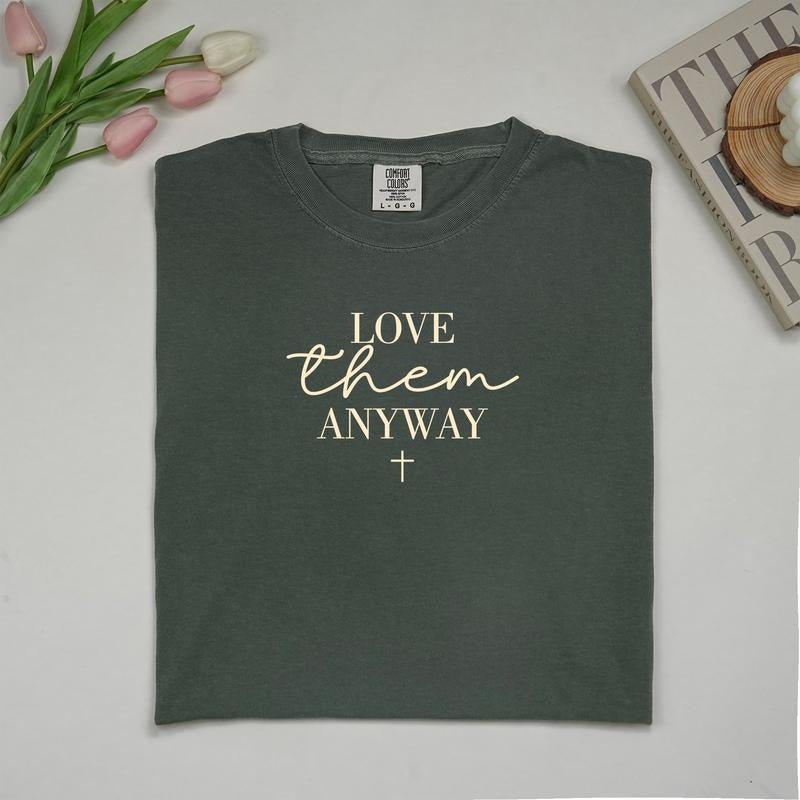 MAPTEES Love Them Anyway Comfort Colors Shirt, Christian Women Graphic Tee, Religious T-shirt, Bible Verse Outfits, Gift...
