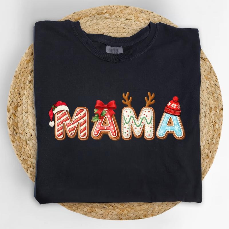 MAPTEES Mama Christmas Comfort Colors Shirt, Gingerbread Mom Graphic Tee, Holiday T-shirt, Mom Life Outfits, Cute...