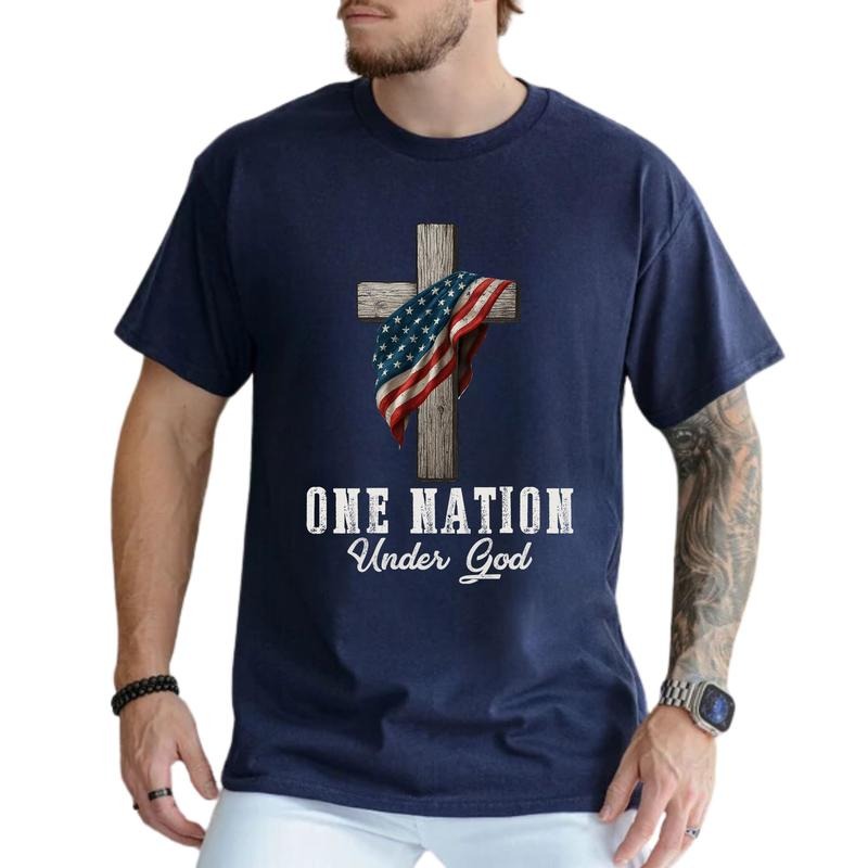 MAPTEES One Nation Under God Graphic Tee, Faith and Freedom T-shirt For Men, Patriotic Christian Shirt, 4th Of July Men...