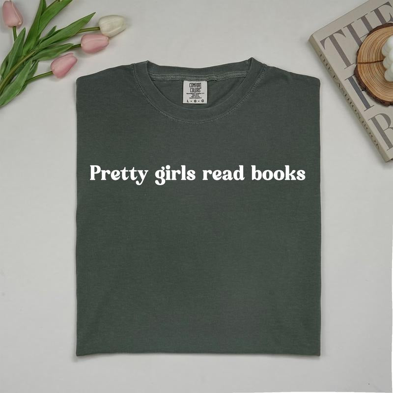 MAPTEES Pretty Girls Read Books Comfort Colors Shirt, Bookish Graphic Tee, Romance Reader T-shirt, Funny Humor Outfits,...