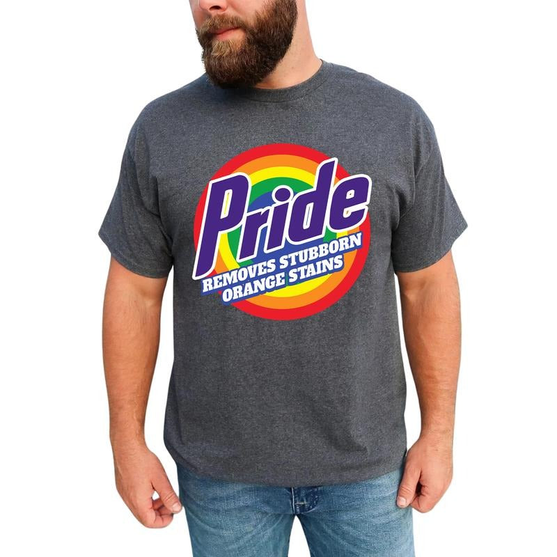 MAPTEES Pride Removes Stubborn Orange Stains Graphic Tee, Pride Month T-shirt For Men, Subtle FDT Shirt, Progressive...