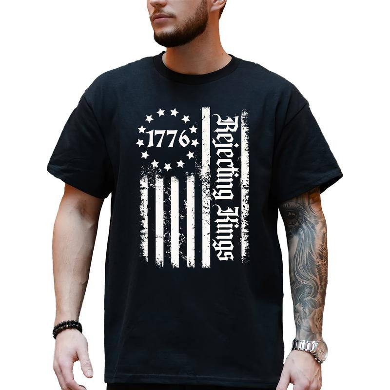 MAPTEES Rejecting Kings Graphic Tee, Freedom Lovers T-shirt For Men, Protest Shirt, Patriotic American Men Tee, Resist...