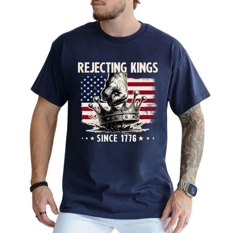 MAPTEES Rejecting Kings Since 1776 Graphic Tee, Anti MAGA T-shirt For Men, No Kings In America Shirt, Activism Men Tee,...